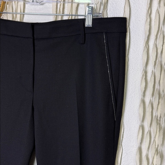Brunello Cucinelli Monili Timmed Pocket Cropped Wool Black Trouser US10 - Picture 2 of 10